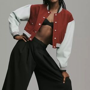 MAEVE COLORBLOCK CROPPED BOMBER FROM ANTHROPOLOGIE, NWT